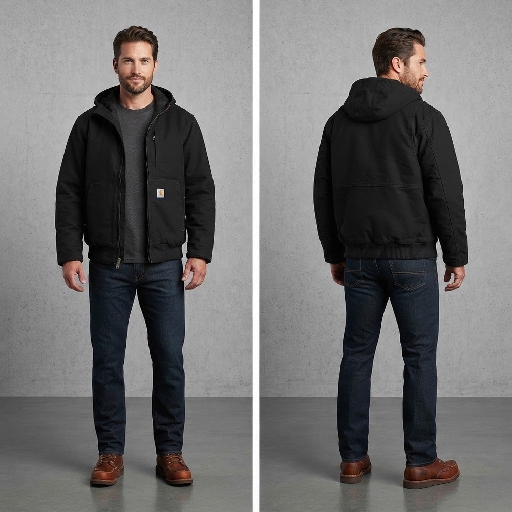 Carhartt Full Swing Armstrong Active Jacket Black Fleece Lined Hooded Small
